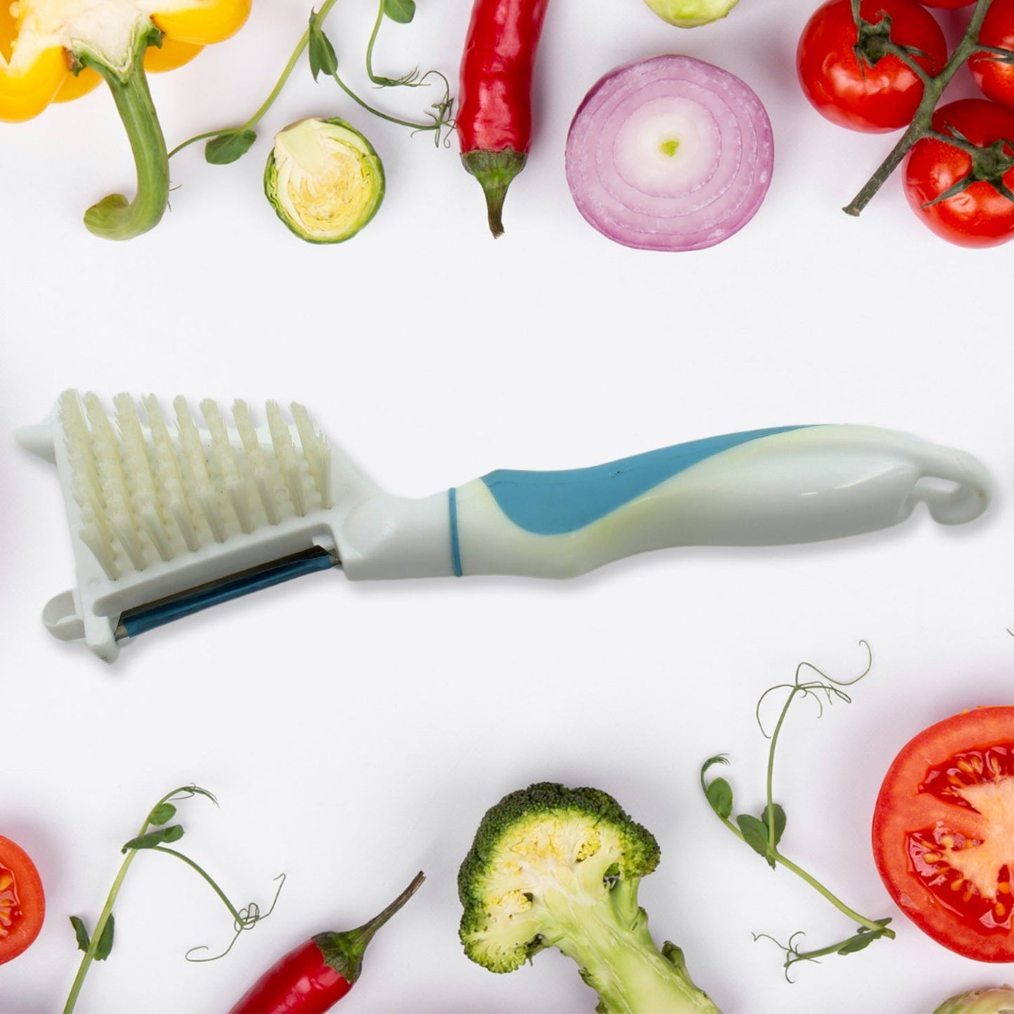 Multipurpose Peeler Brush ? Stainless Steel Peeler with Cleaning Brush (1 Pc)