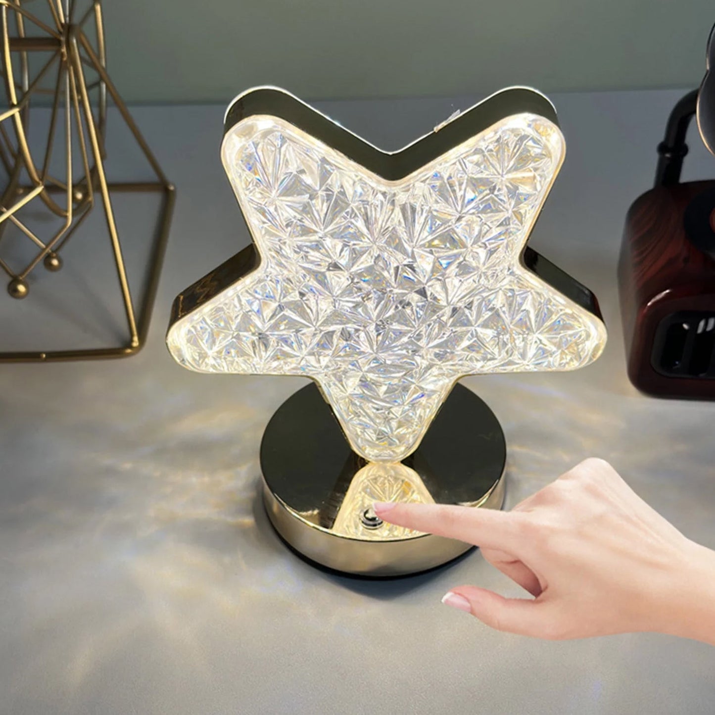 Star Crystal Diamond Touch Lamp ? USB Rechargeable, 3-Way Dimmable