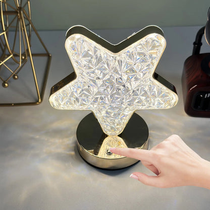 Star Crystal Diamond Touch Lamp ? USB Rechargeable, 3-Way Dimmable
