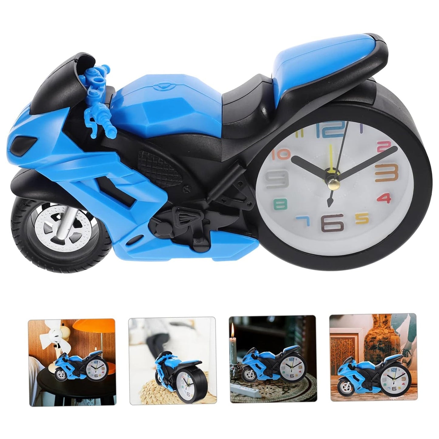 Retro Motorcycle Alarm Clock ? Novelty Bike Engine Style Desk Clock