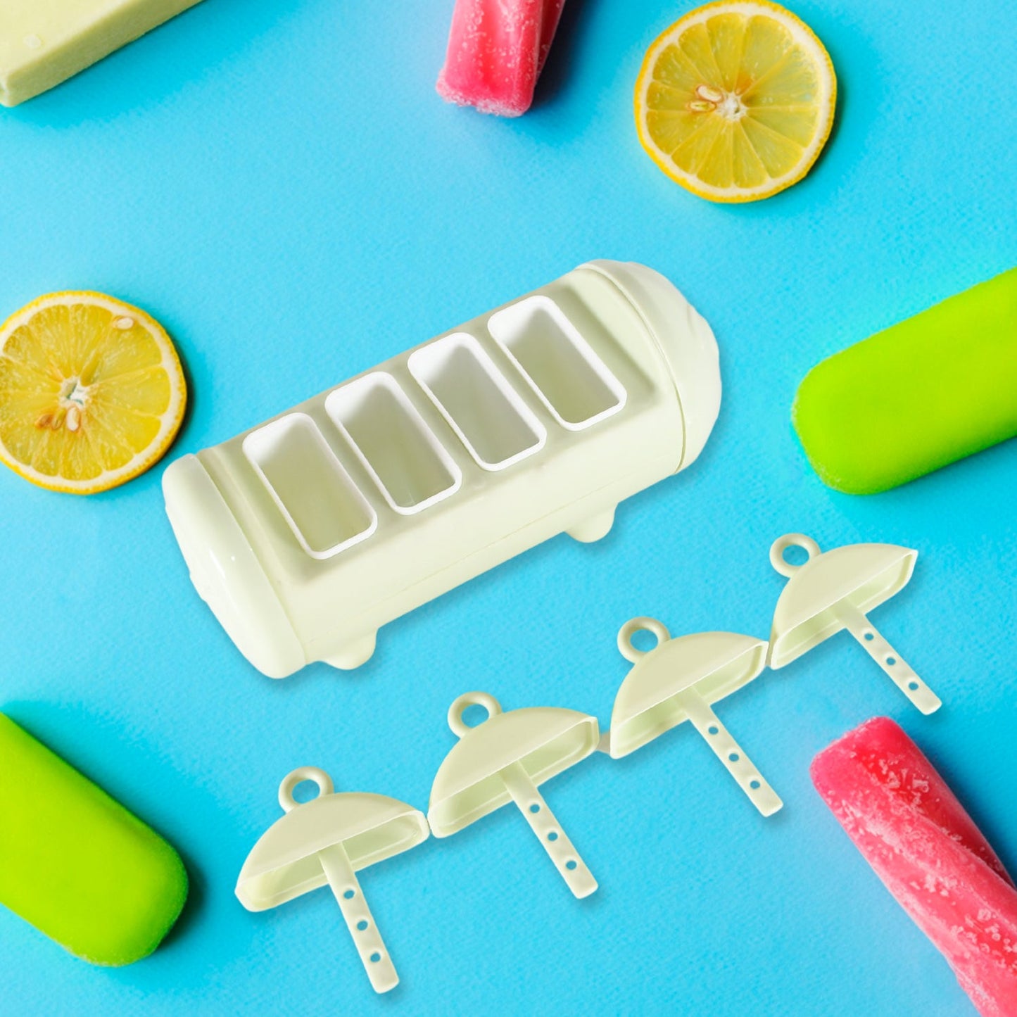 Cartoon Ice Candy Mold ? 4-Cup Multicolor Set (1 Pc)