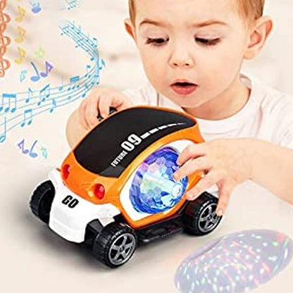 360° Rotating Stunt Car Toy ? Bump & Go with 4D Lights, Music & Disco Ball (1 Pc, Battery Not Included)