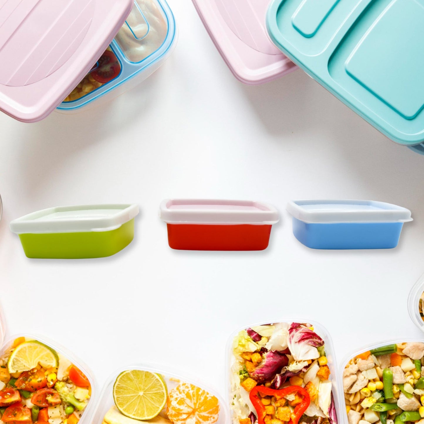 3-Piece Multicolor Airtight Container Set ? Rectangular Food & Fridge Storage