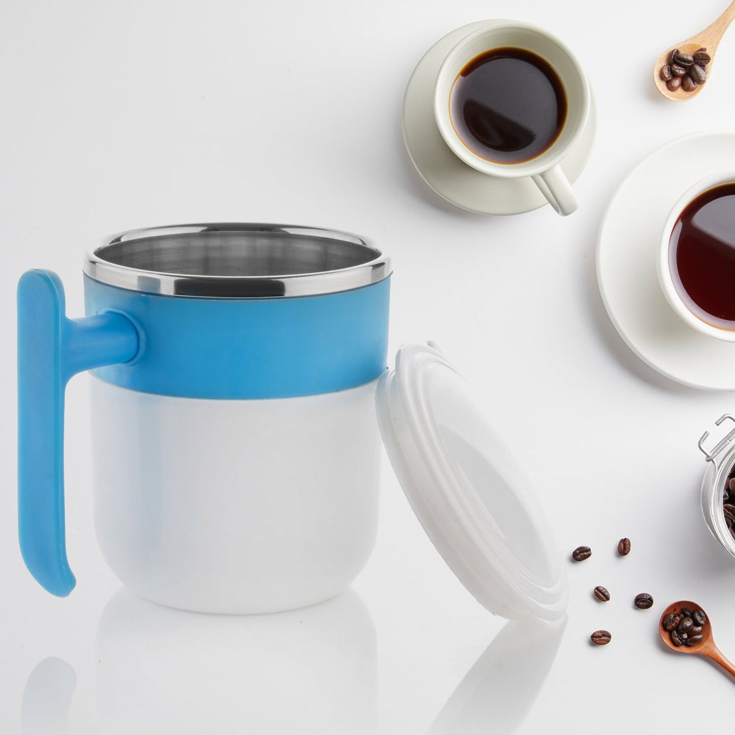 Stainless Steel Insulated Coffee/Tea Mug with Lid ? Double Wall Hot Beverage Travel Cup, Milk Mug for Office & Home Use (1 Pc)