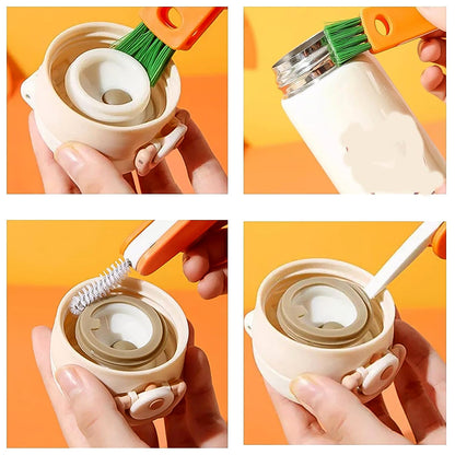 3-in-1 Multifunctional Cleaning Brush Set ? Mini Bottle, Cup & Lid Cleaner (1 Pc)
