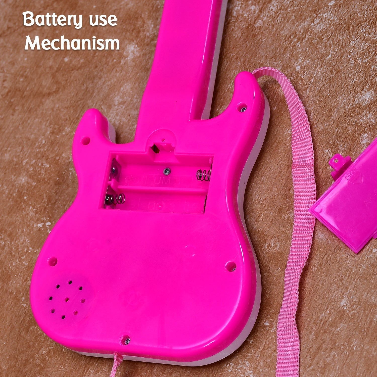 Bright mini guitar toy for kids aged 3.