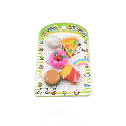 3D Food-Shaped Colorful Eraser Set ? Cute Novelty Mini Erasers for Kids (5 Pc Set)