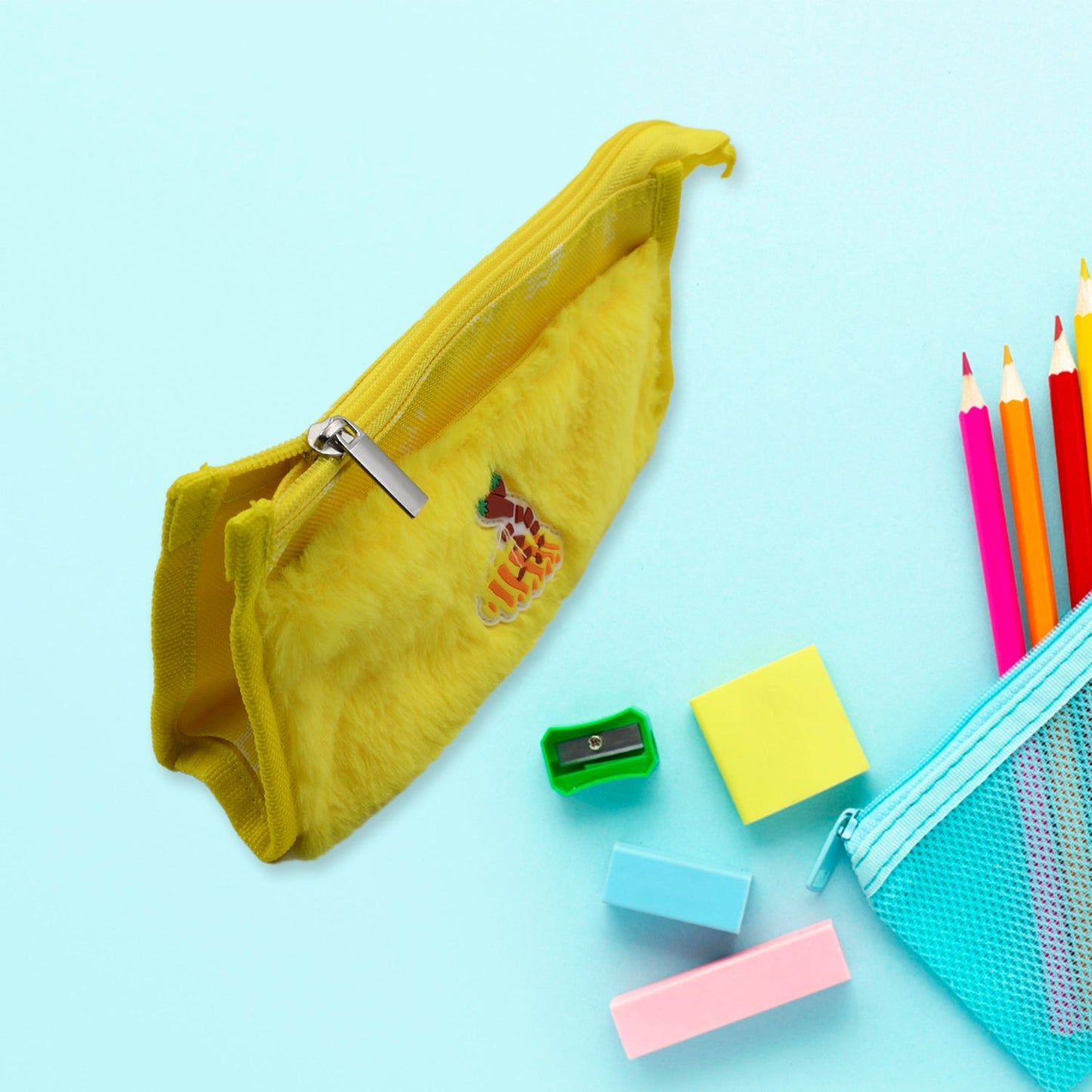 Smart Double Pocket Zipper Pouch ? Multipurpose, Washable Stationery Organizer for School & Travel (2-Pocket)