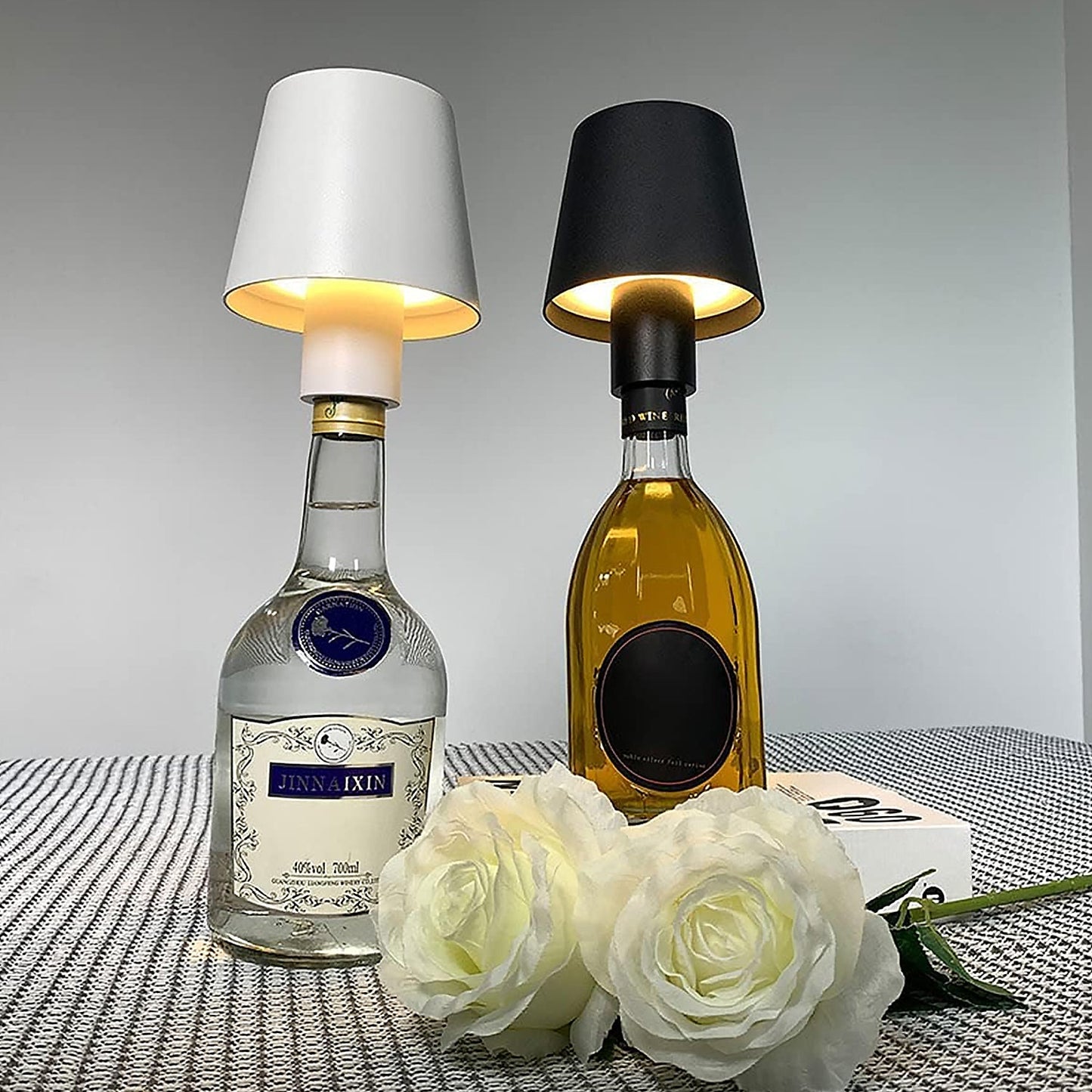 USB Rechargeable LED Bottle Lamp ? 3 Color Dimmable Wireless Table Light for Home & Bar (1 Pc)