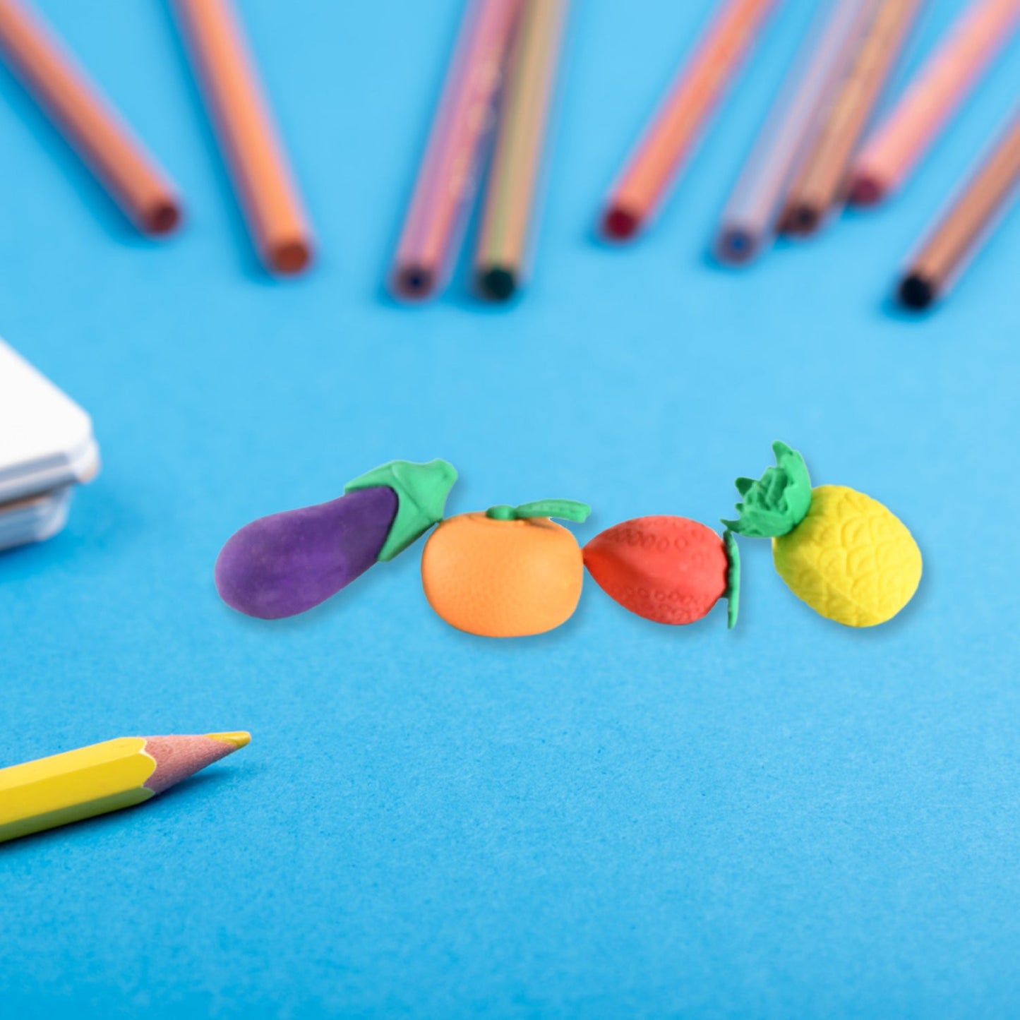 Mini Cute Veg & Fruit Erasers ? 3D Colorful Eraser Set for Kids (4 Pc)