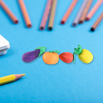 Mini Cute Veg & Fruit Erasers ? 3D Colorful Eraser Set for Kids (4 Pc)