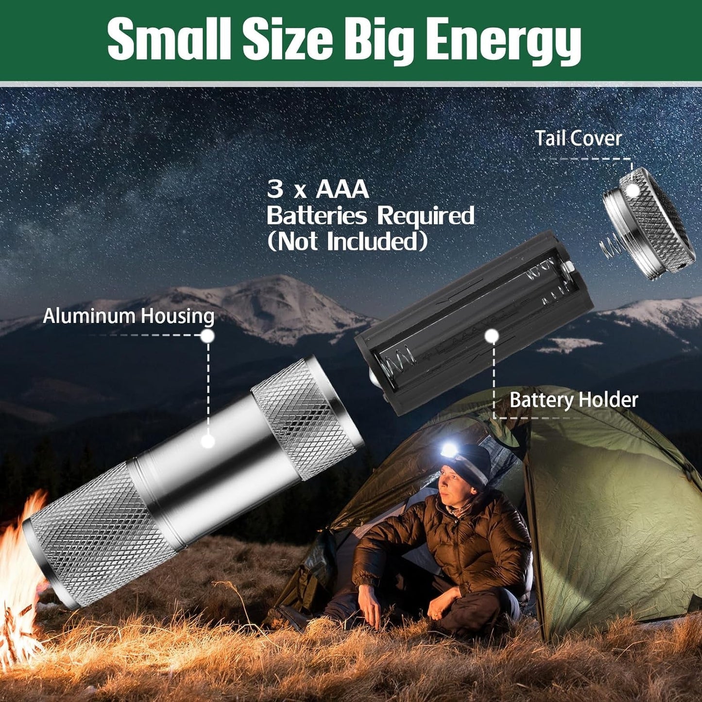 Portable Mini Torch ? 9 LED Pocket Flashlight, 3 Battery Operated (Battery Not Included, Mix Color)