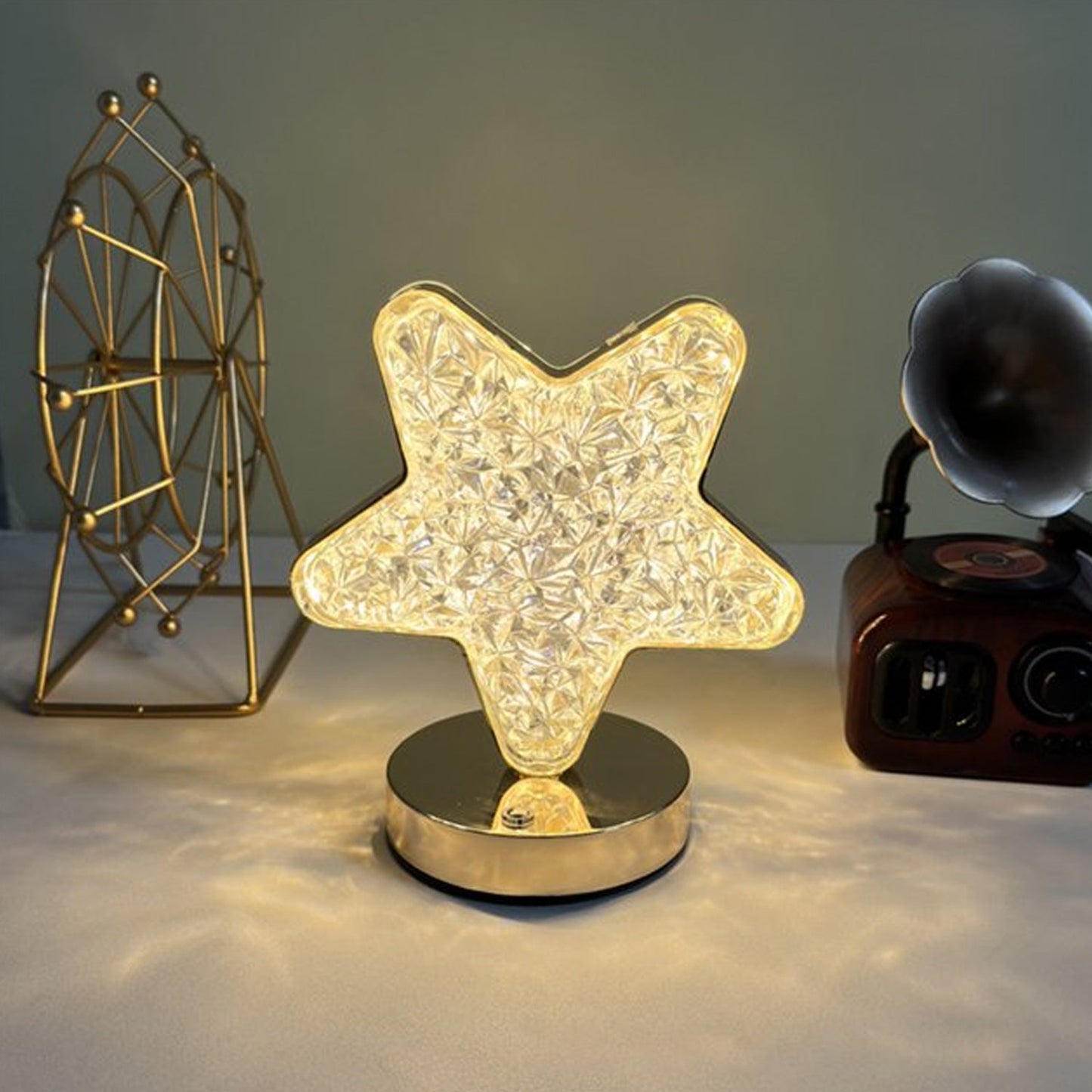 Star Crystal Diamond Touch Lamp ? USB Rechargeable, 3-Way Dimmable