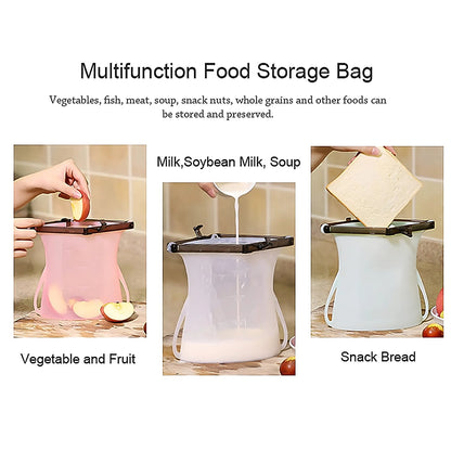 Reusable Silicone Food Bag ? Leakproof, Flat Bottom, BPA-Free, Microwave & Dishwasher Safe