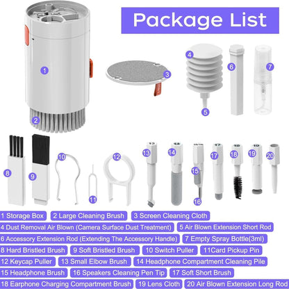 20-in-1 Keyboard Cleaner Kit ? Electronic Cleaning Brush, Spray & Tools for Laptop, Phone, Camera & More