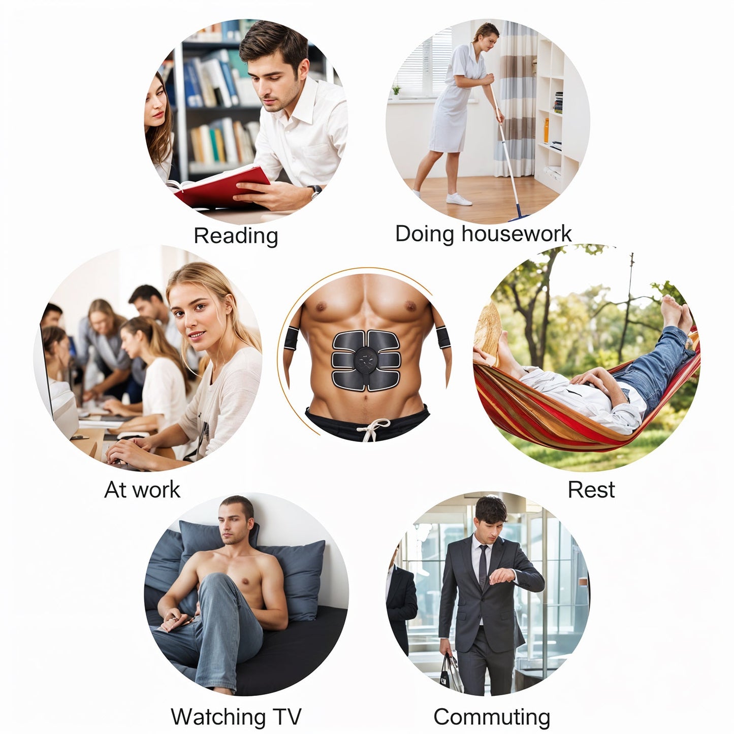 Wireless 6-Pack Abs Stimulator ? Rechargeable Vibrating Muscle Exerciser & Body Massager for Abdominal Training