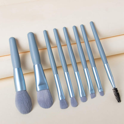 8-Piece Mini Makeup Brush Kit ? Portable Premium Synthetic Set with Case (Mix Colors)