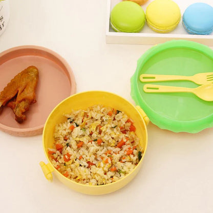Burger Shape Lunch Box ? Double Layer 1000ml Food Container with 2 Spoons for Kids