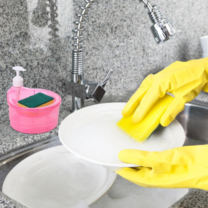 2-in-1 Double Layer Liquid Soap Dispenser with Pump & Sponge ? Practical Kitchen & Hotel Sink Soap Pump Bottle (Rectangle)