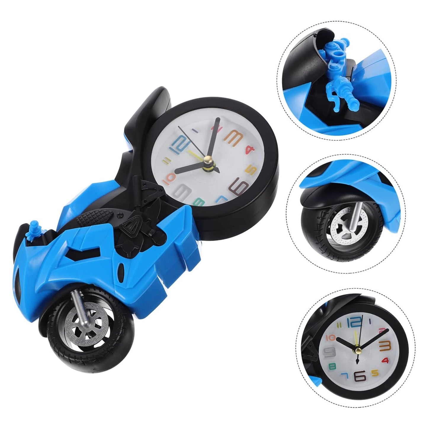 Retro Motorcycle Alarm Clock ? Novelty Bike Engine Style Desk Clock