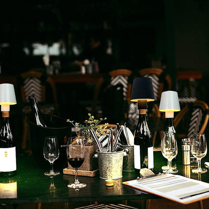 USB Rechargeable LED Bottle Lamp ? 3 Color Dimmable Wireless Table Light for Home & Bar (1 Pc)