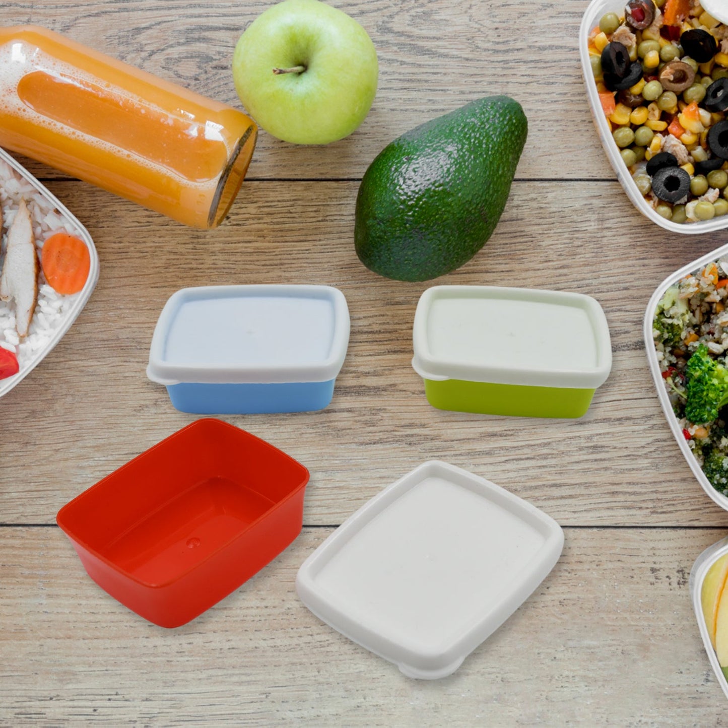 3-Piece Multicolor Airtight Container Set ? Rectangular Food & Fridge Storage