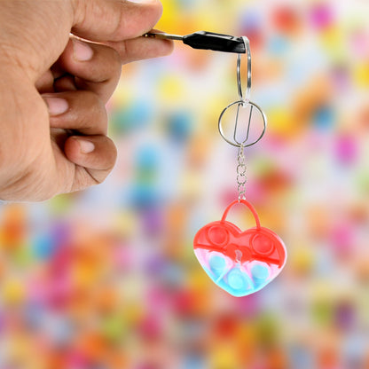 Compact Pop It Keychain ? Fun Stress Relief Fidget Toy (1 Pc | Mix Design)