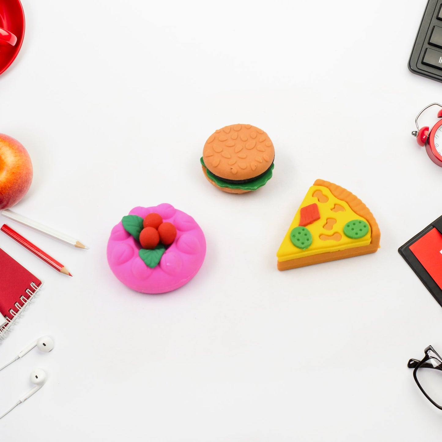 3D Food-Shaped Colorful Eraser Set ? Cute Novelty Mini Erasers for Kids (5 Pc Set)