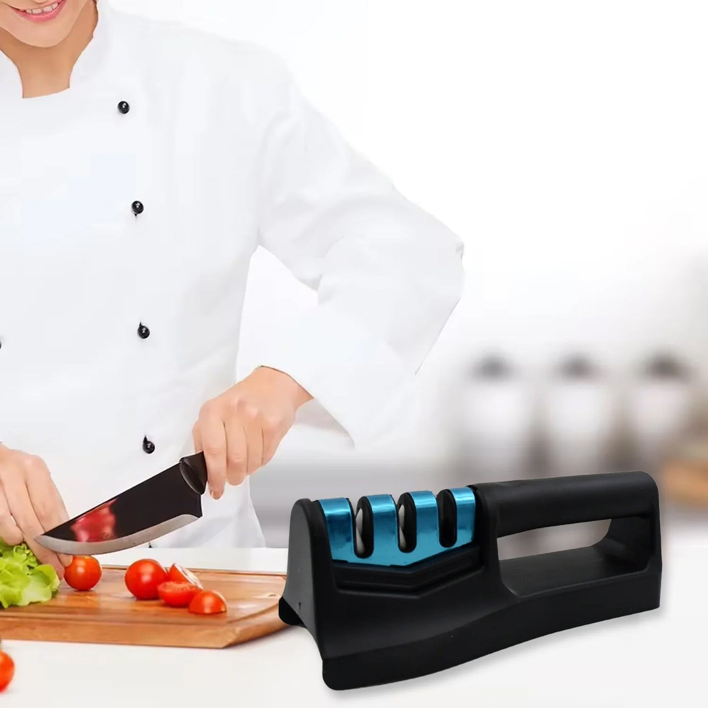 Kitchen Knife Sharpener ? Handheld for Chefs & Serrated Knives (1 Pc, Chopper Not Included)