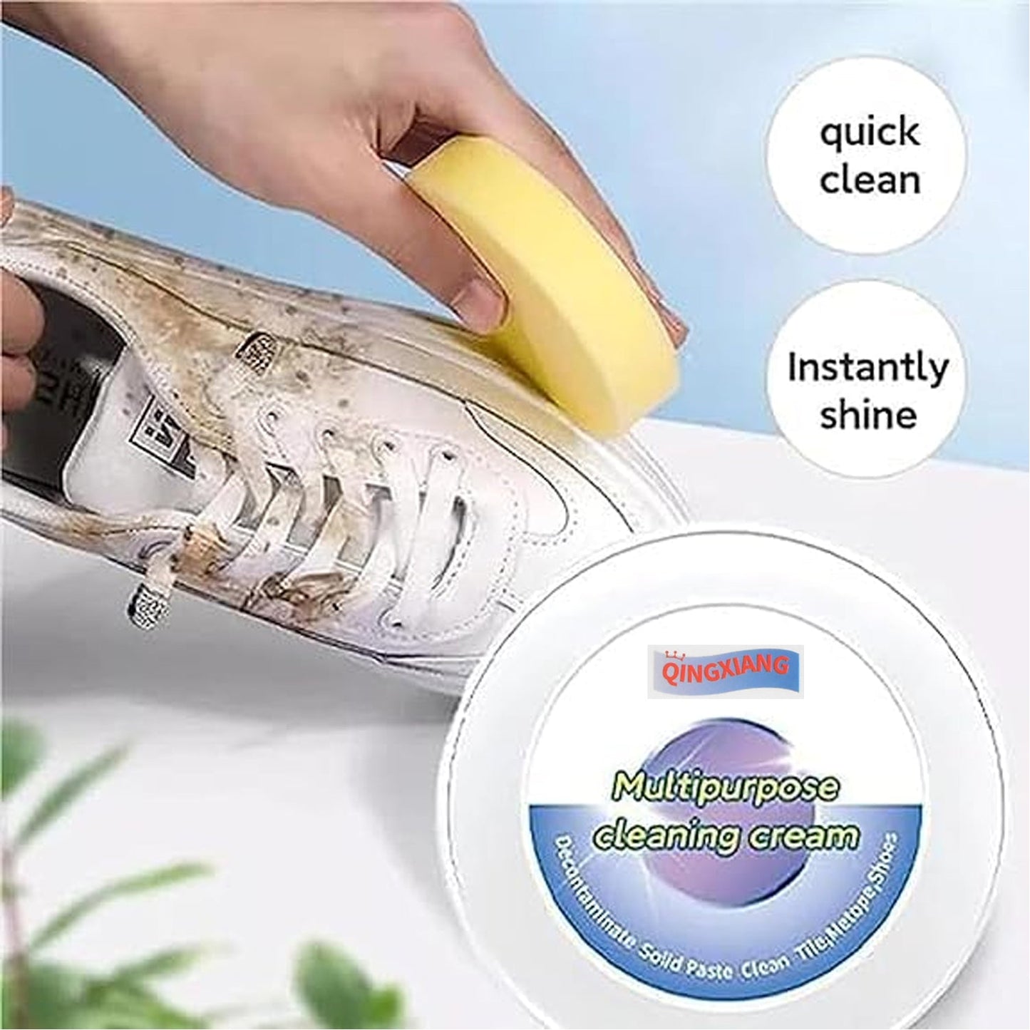 Shoe Cleaning Cream ? Stain Remover for Sneakers, White Rubber Sole & Polish (260g)