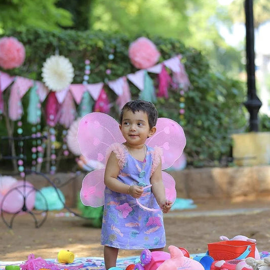 Baby girl?s fairy wings costume with wand and hairband, multi-color