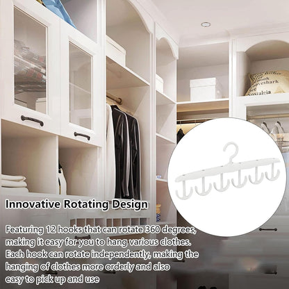 Rotatable Tank Top Hanger ? Space Saving Closet Organizer for Dorms & Apartments (12-Hook)