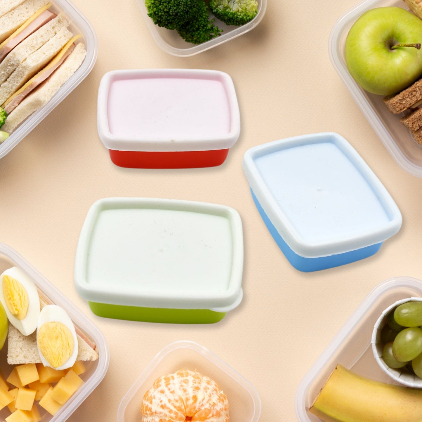 3-Piece Multicolor Airtight Container Set ? Rectangular Food & Fridge Storage