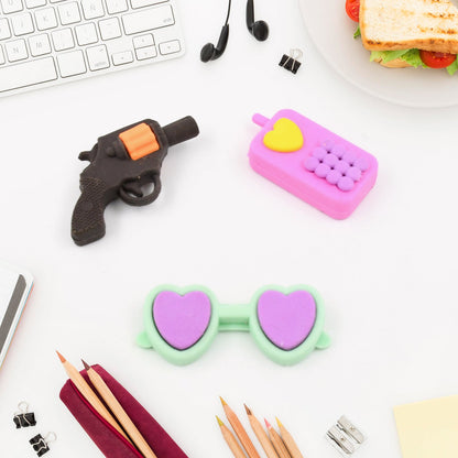 Fancy Colorful Eraser Set for Kids? Parties & School (1 Set, Mixed Design)