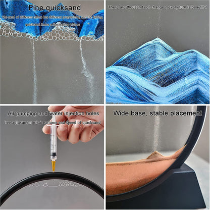 3D Moving Sand Art ? Liquid Motion Deep Sea Sandscape with Round Glass Frame (1 Pc)