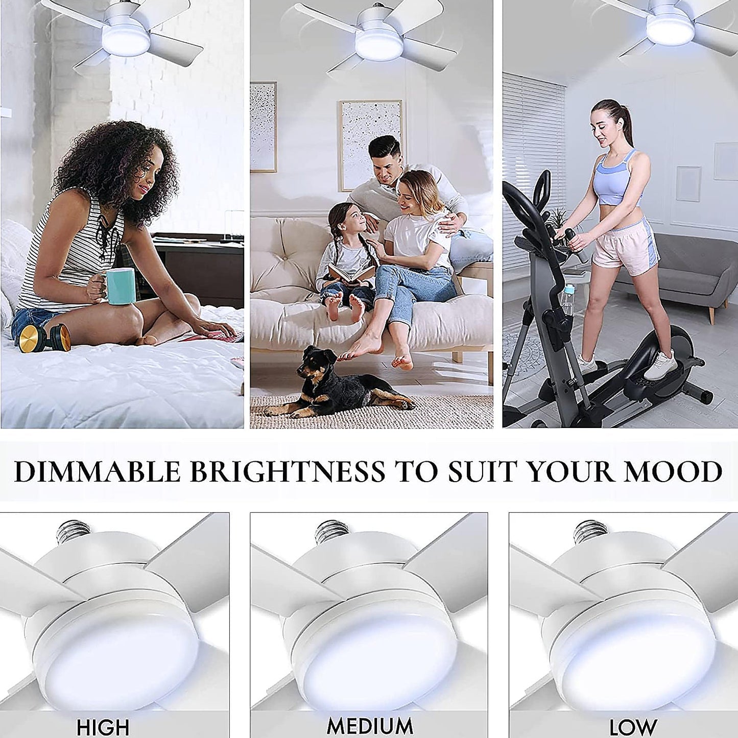 Original Cool LED Socket Fan Light ? Ceiling Fan Replacement, 1000 Lumens/5000K, Remote Controlled (Remote Battery Not Included)