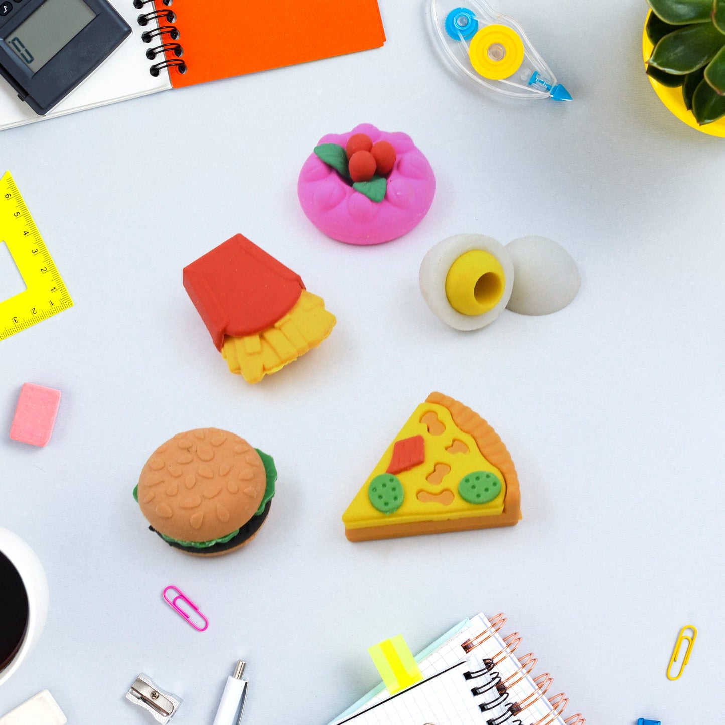 3D Food-Shaped Colorful Eraser Set ? Cute Novelty Mini Erasers for Kids (5 Pc Set)