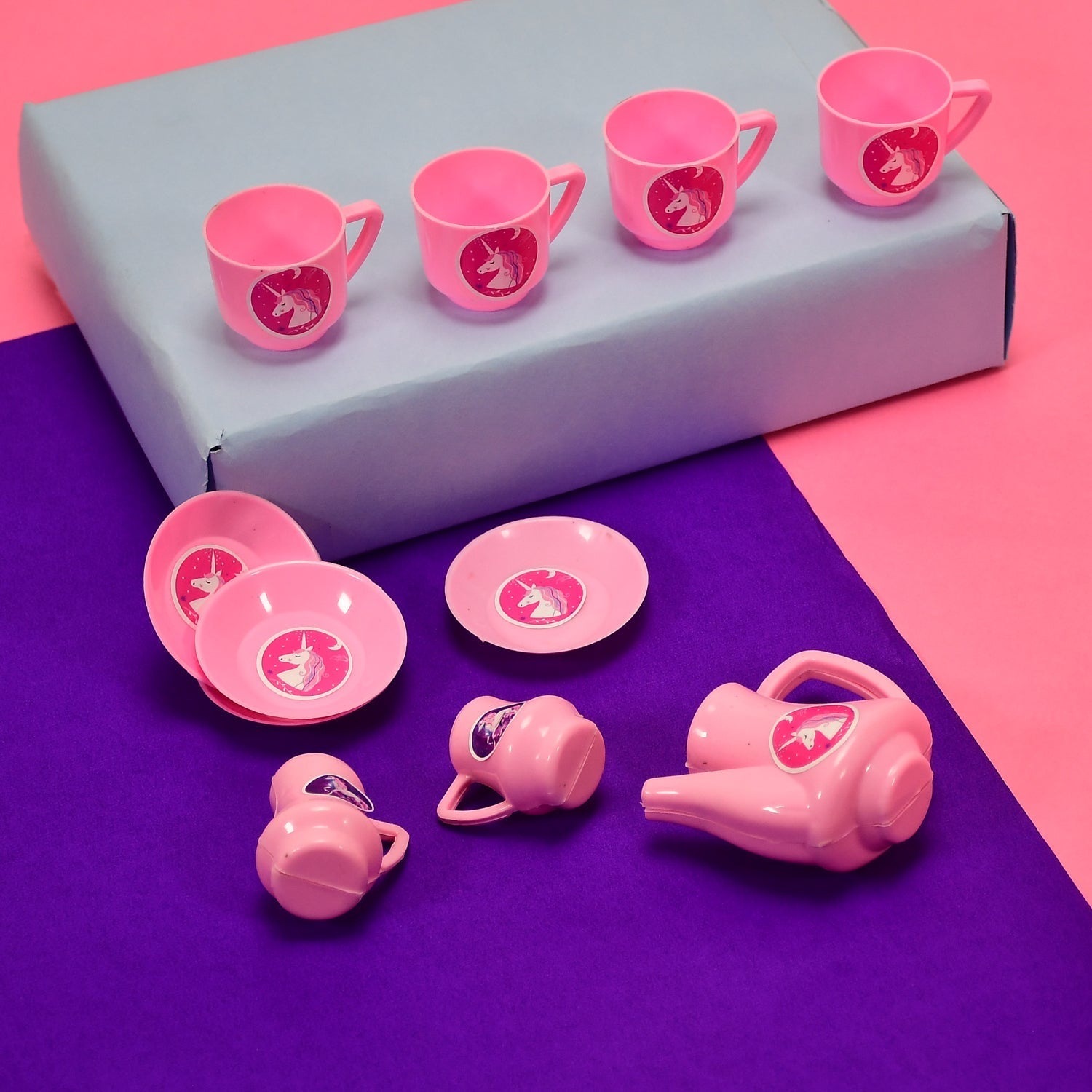 Kids? plastic tea set with colorful accessories