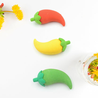 3D Fancy Colorful Chili Shape Erasers ? Mini Novelty Eraser Set (3 Pc)