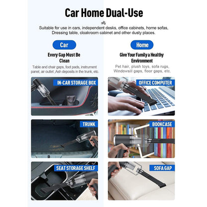2 in 1 Wireless Vacuum Cleaner ? 120W Handheld USB Rechargeable for Home & Car (1 Pc)