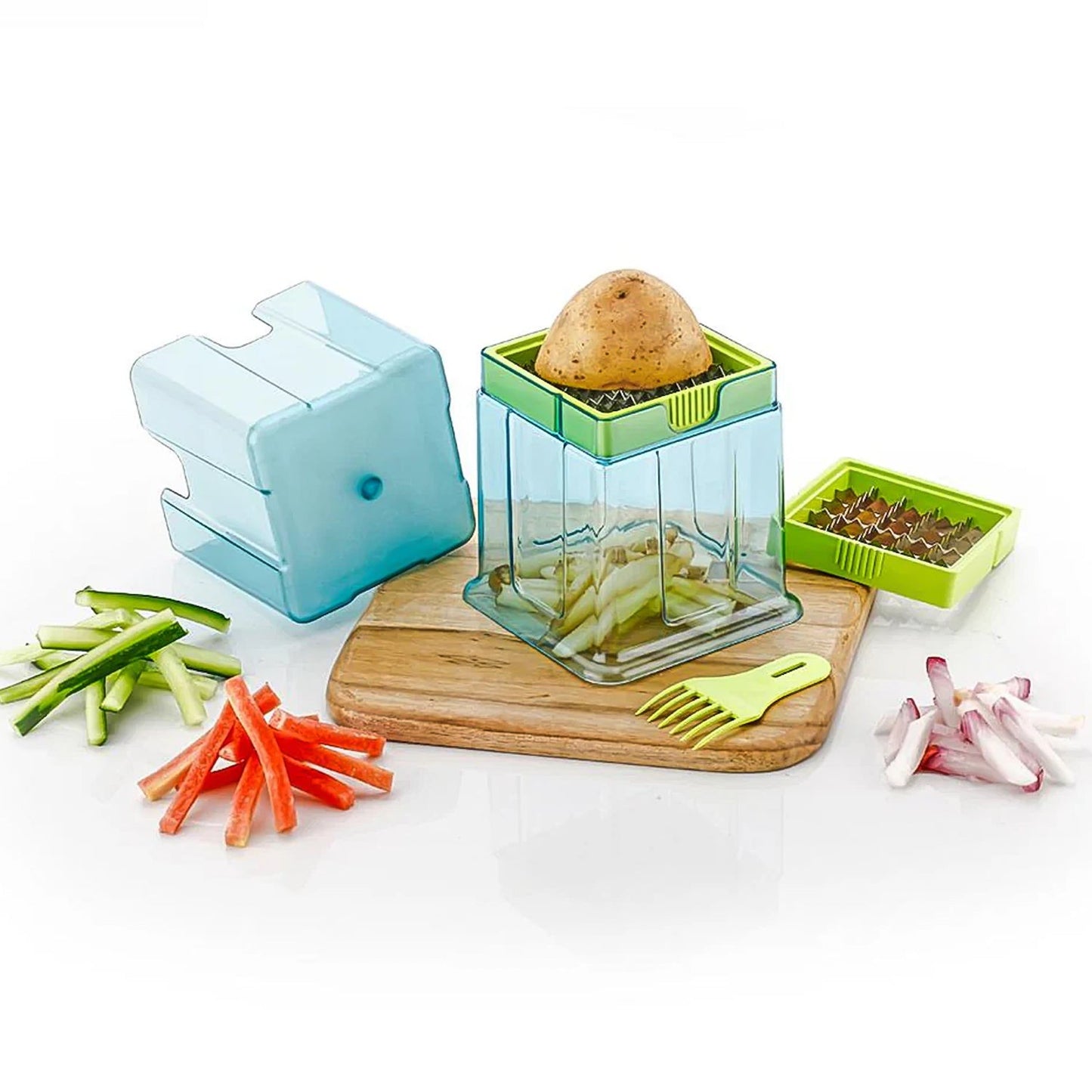 2-in-1 Potato Chipper & Slicer ? French Fries Maker with Two-Blade Cutter (1 Pc)