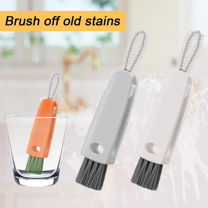 3-in-1 Multifunctional Cleaning Brush Set ? Mini Bottle, Cup & Lid Cleaner (1 Pc)
