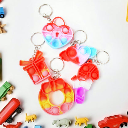 Compact Pop It Keychain ? Fun Stress Relief Fidget Toy (1 Pc | Mix Design)
