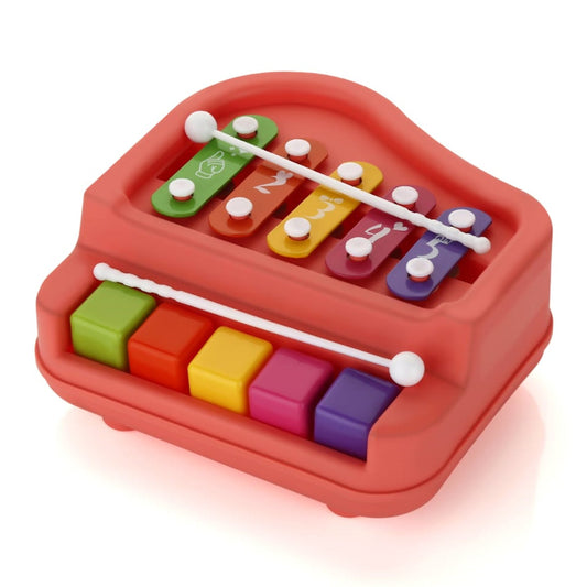2 in 1 Baby Piano Xylophone Toy for Toddlers, 5 Multicolored Key Keyboard Xylophone Piano, Preschool Educational Musical Learning Instruments Toy for Baby Kids Girls Boys 3 Years (1 Pc)