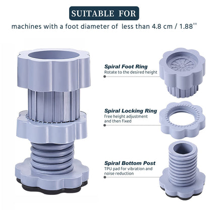 Adjustable Anti-Vibration Washing Machine Support Stand ? Non-Slip PVC Lifting Stand (4 Pc Set)