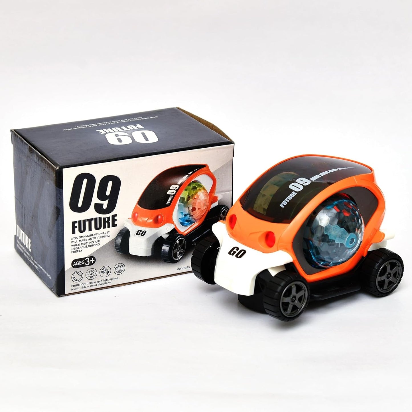 360° Rotating Stunt Car Toy ? Bump & Go with 4D Lights, Music & Disco Ball (1 Pc, Battery Not Included)
