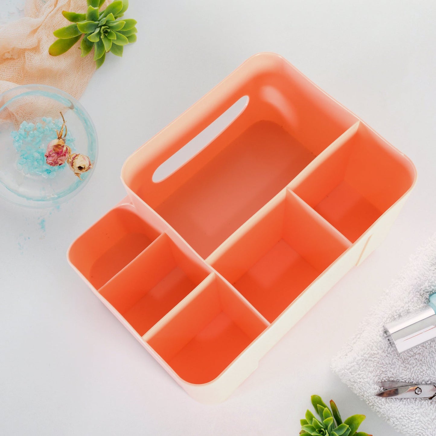 6-Compartment Desk Organizer ? Multi-Function Storage for Tissue, Stationery, Remote & Mobile (Home/Office)