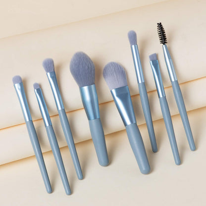 8-Piece Mini Makeup Brush Kit ? Portable Premium Synthetic Set with Case (Mix Colors)