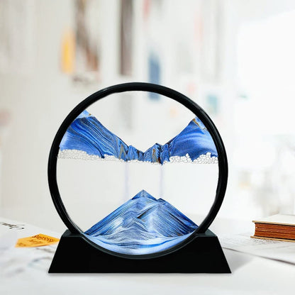 3D Moving Sand Art ? Liquid Motion Deep Sea Sandscape with Round Glass Frame (1 Pc)