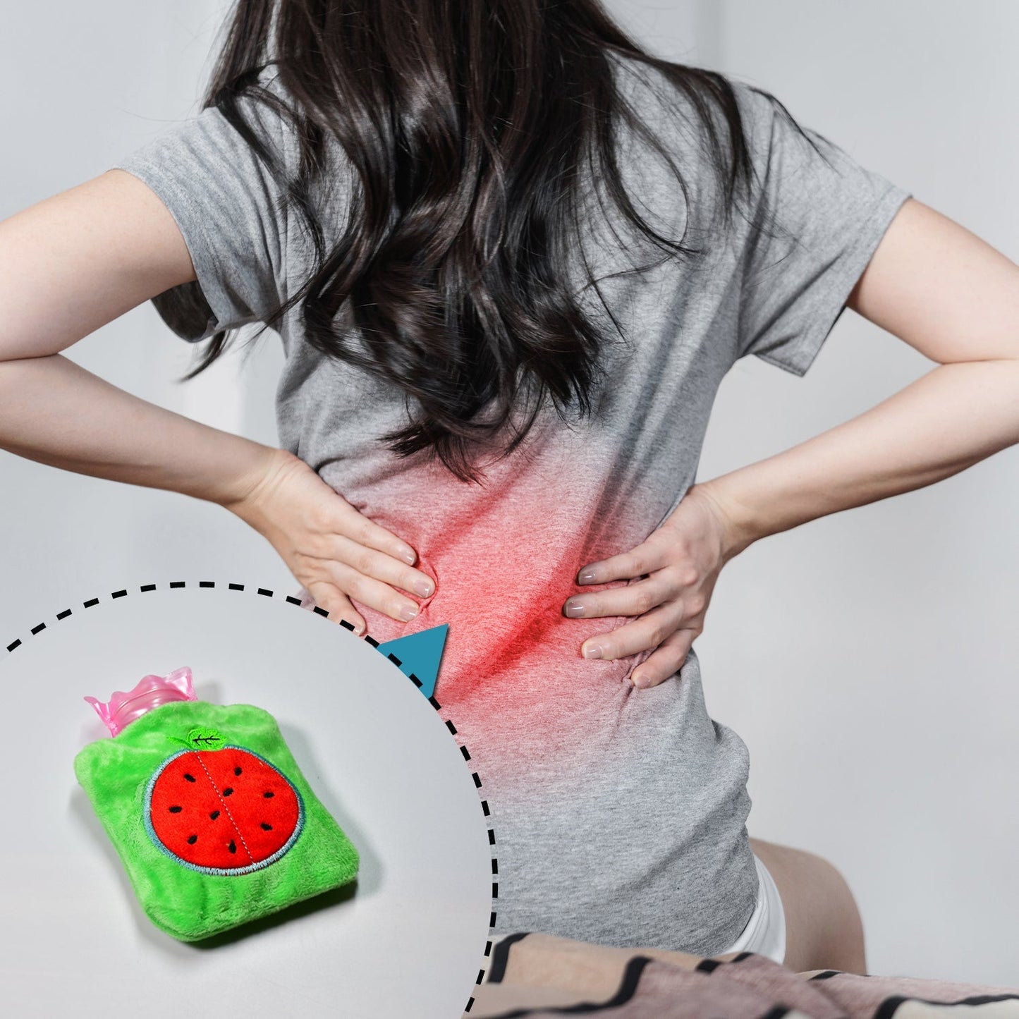 Watermelon Small Hot Water Bag with Cover ? Pain Relief Warmer